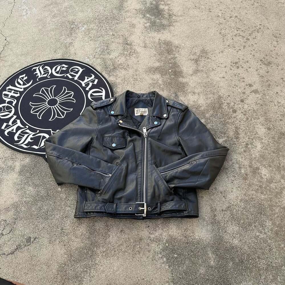 Vintage Berman's Black Leather Motorcycle Jacket Size 12